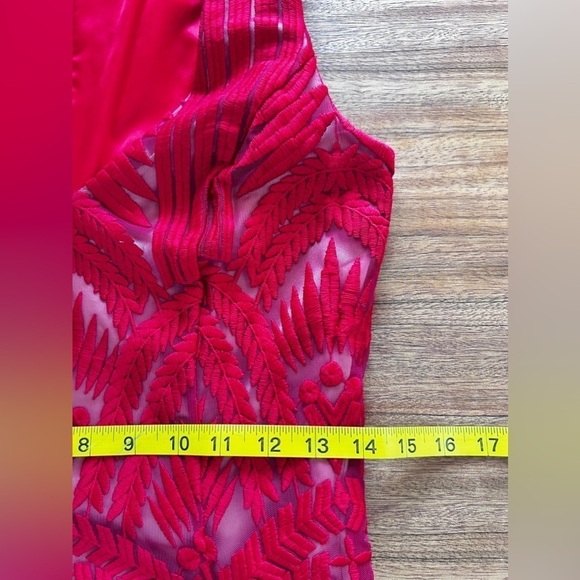 Bardot Red Lace Overlay Dress Size 4 - Picture 12 of 13